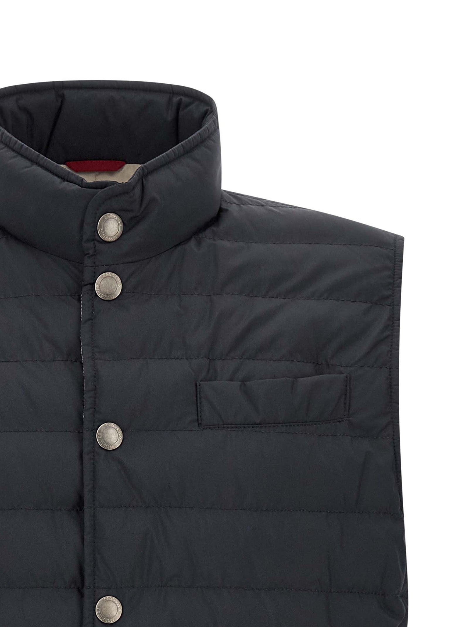 Blue Polyester Sleeveless Jacket