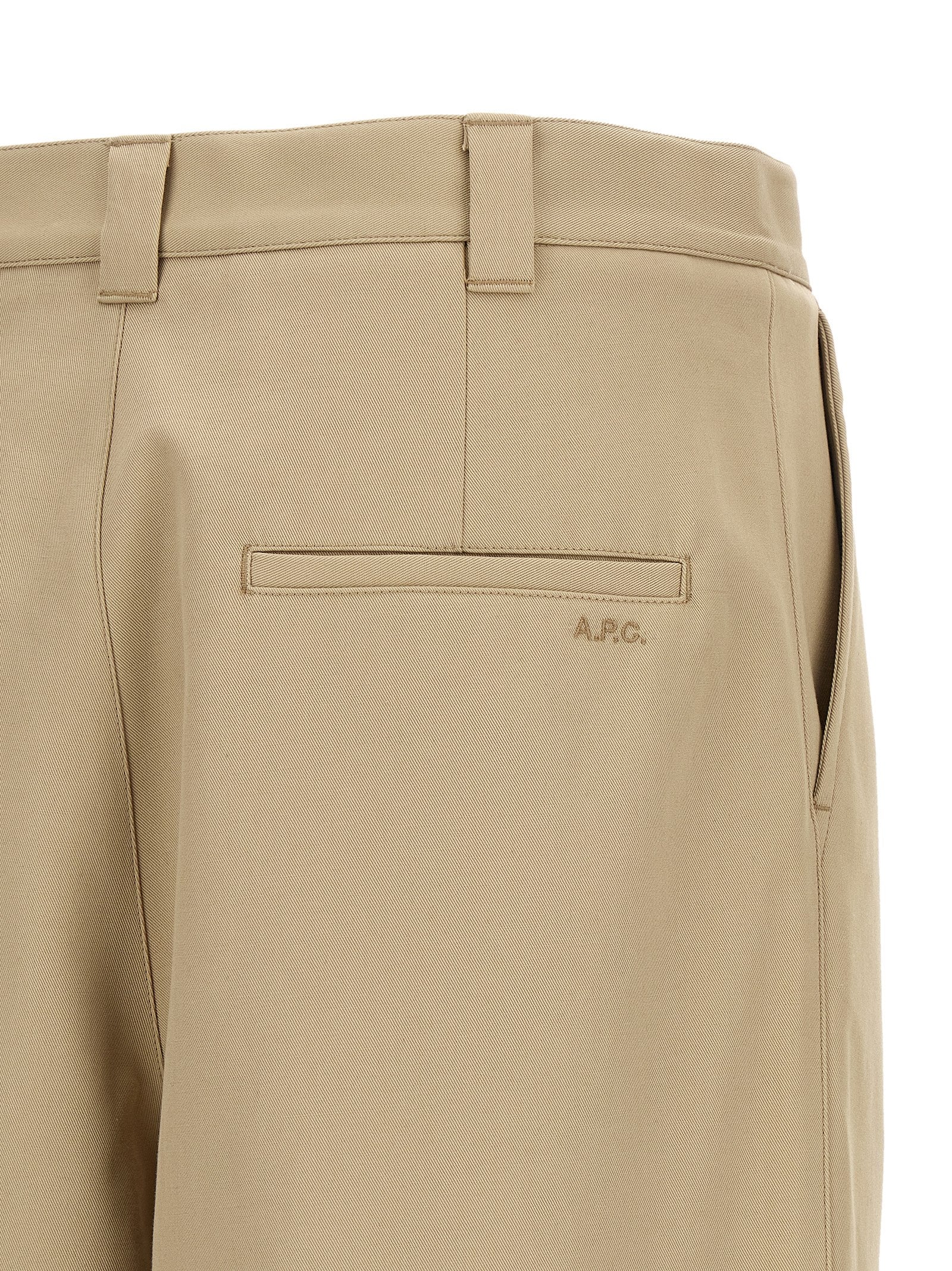 Beige Cotton Casual Pants
