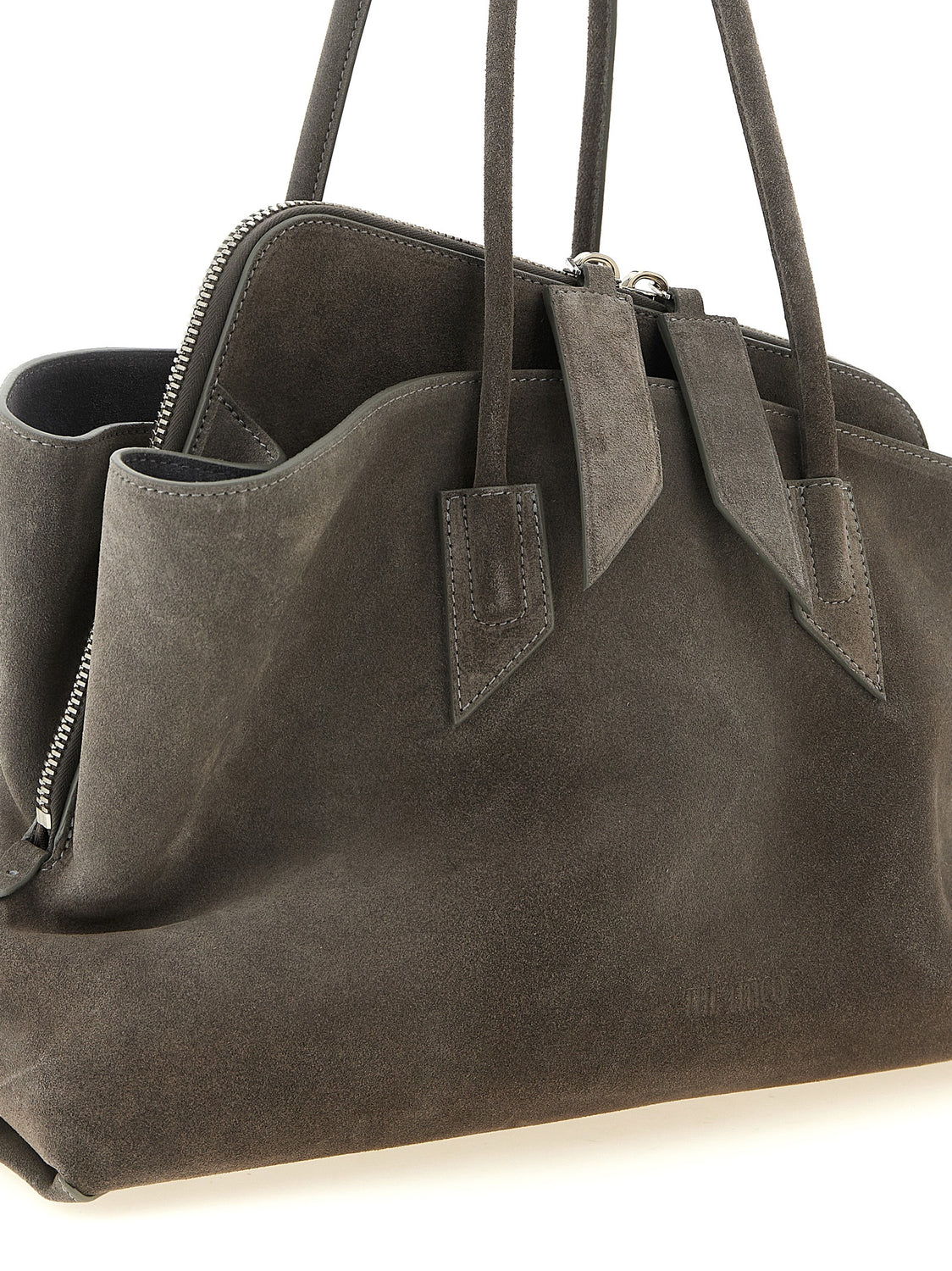 Gray Bovine Leather Shoulder Bag
