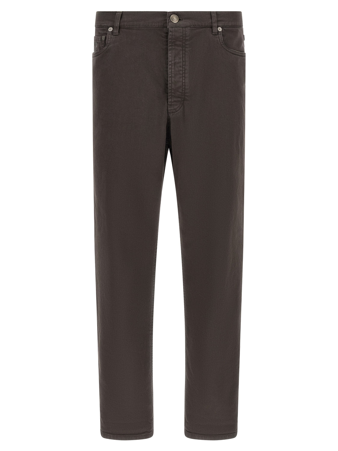 Brown Cotton Straight-Leg Jeans