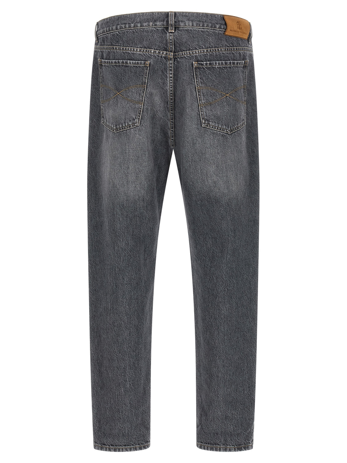 Gray Cotton Straight-Leg Jeans