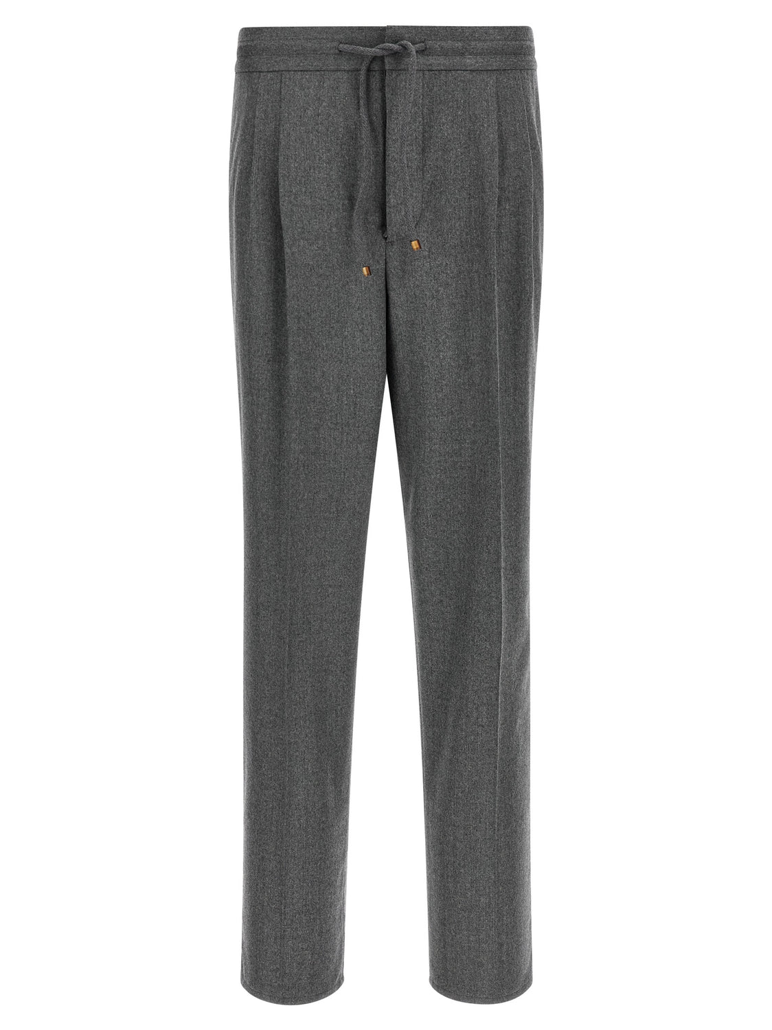Gray Virgin Wool Casual Pants