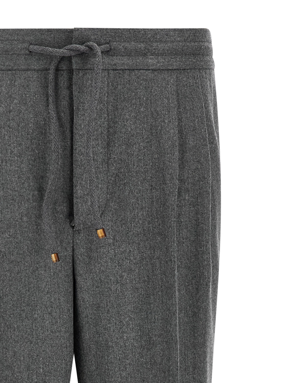 Gray Virgin Wool Casual Pants