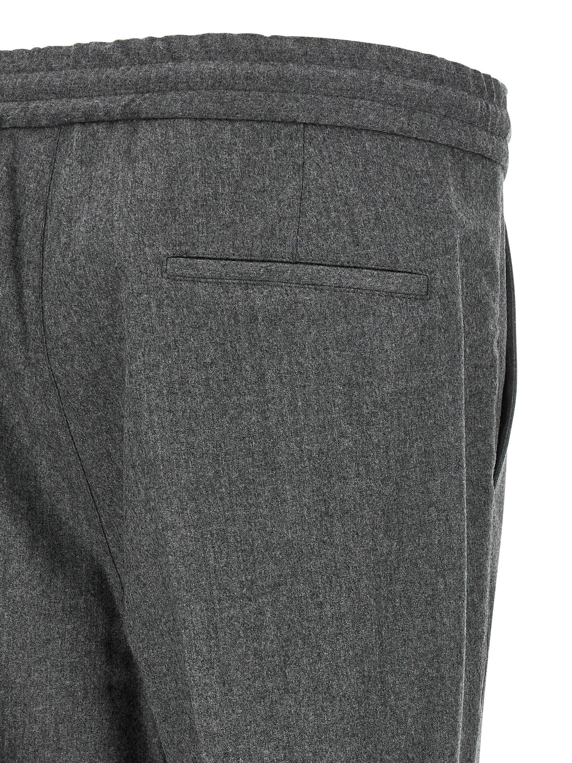 Gray Virgin Wool Casual Pants