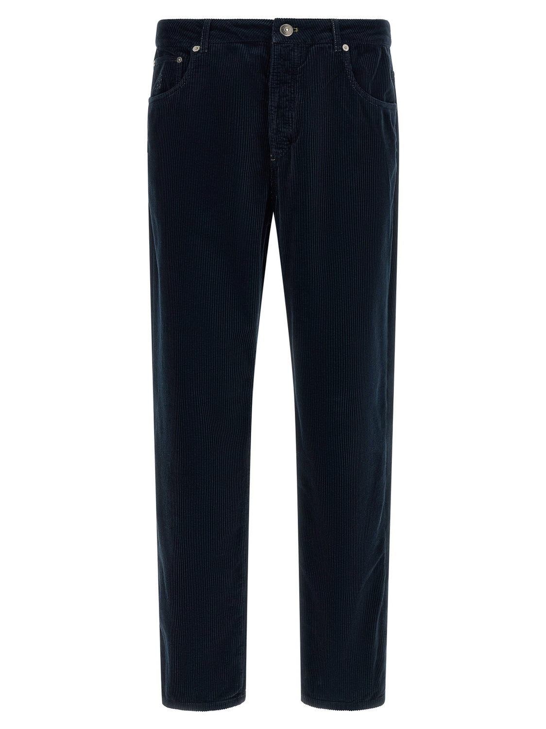 Blue Cotton Casual Pants