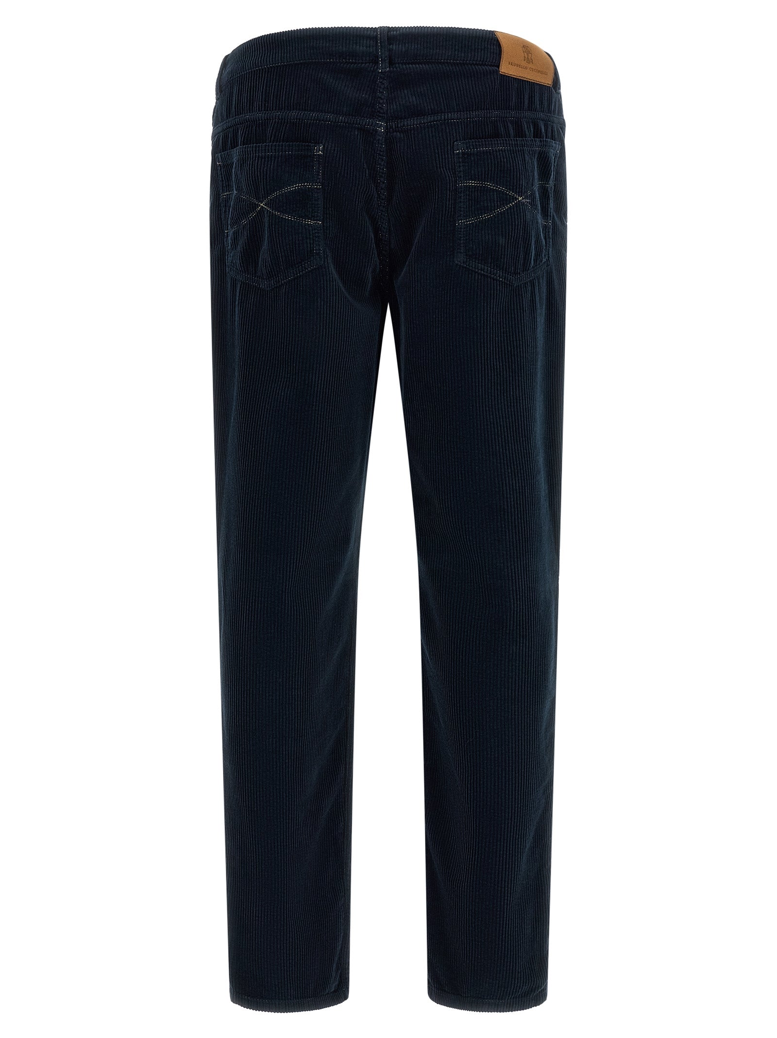 Blue Cotton Casual Pants