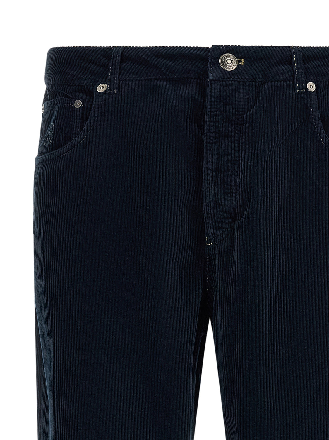 Blue Cotton Casual Pants