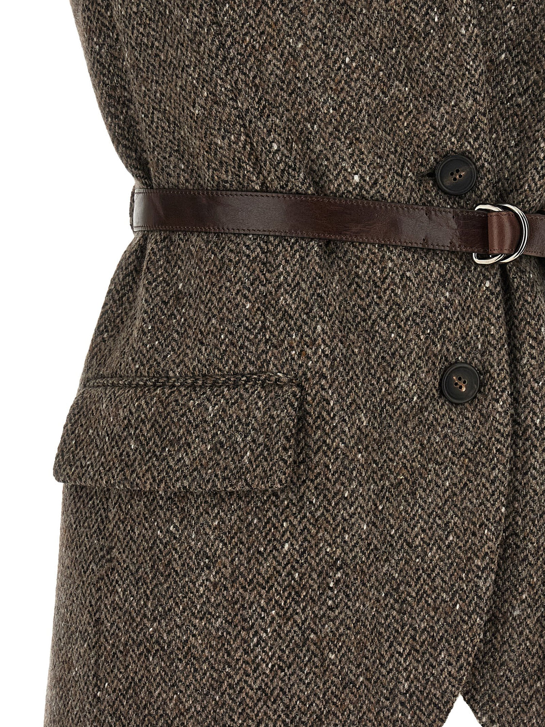 Brown Virgin Wool Sleeveless Jacket