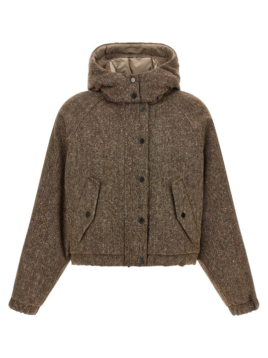 Brown Virgin Wool Full-Length Jacket