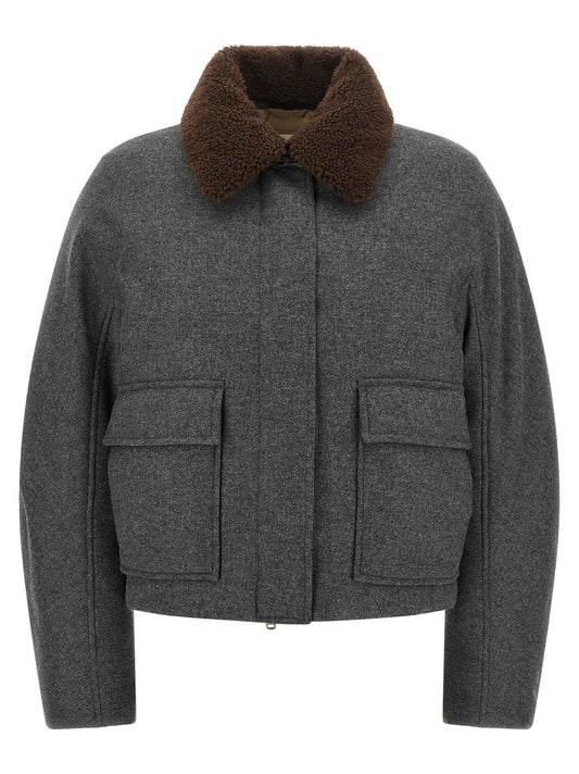 Gray Virgin Wool Full-Length Jacket