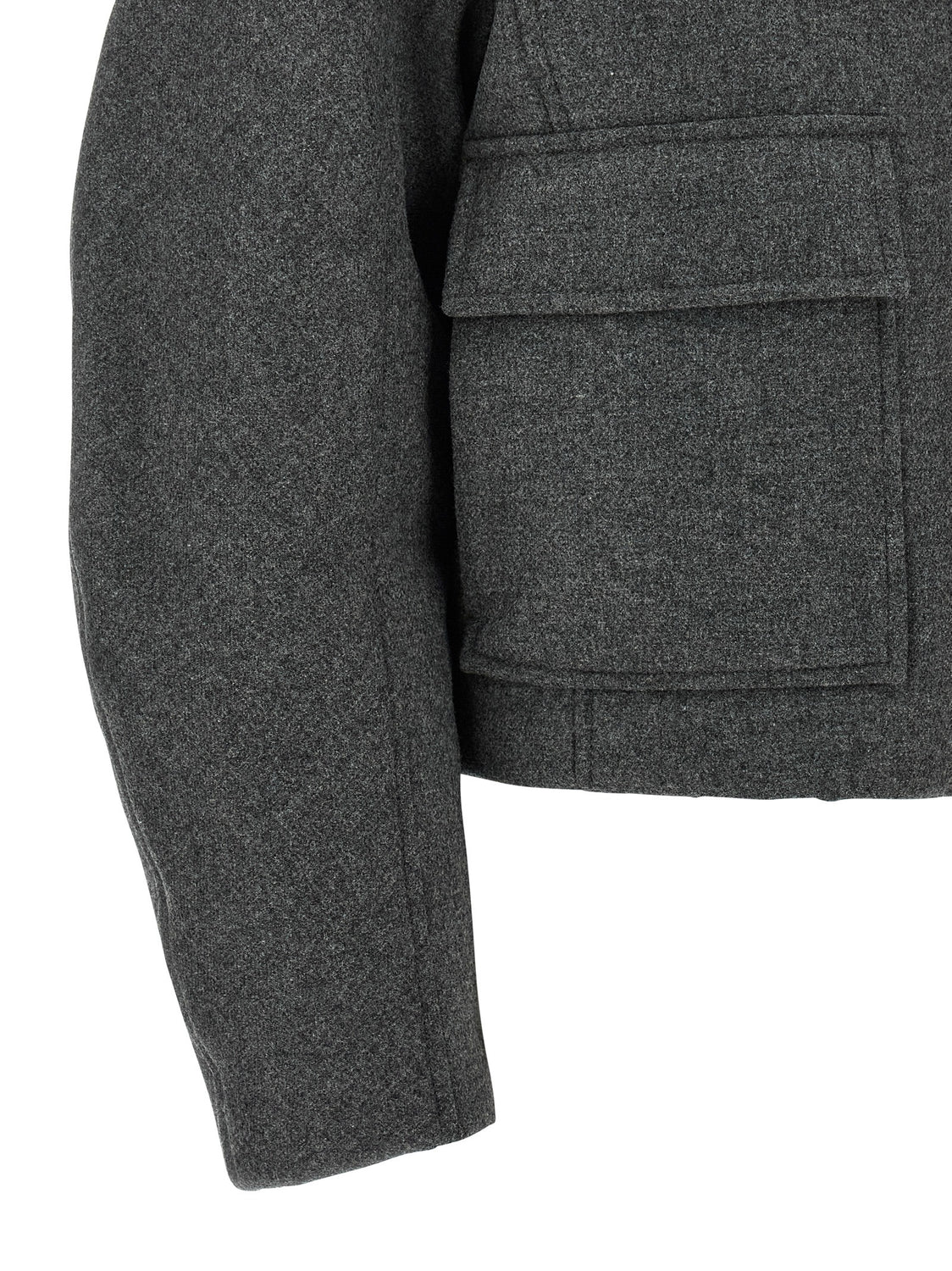 Gray Virgin Wool Full-Length Jacket