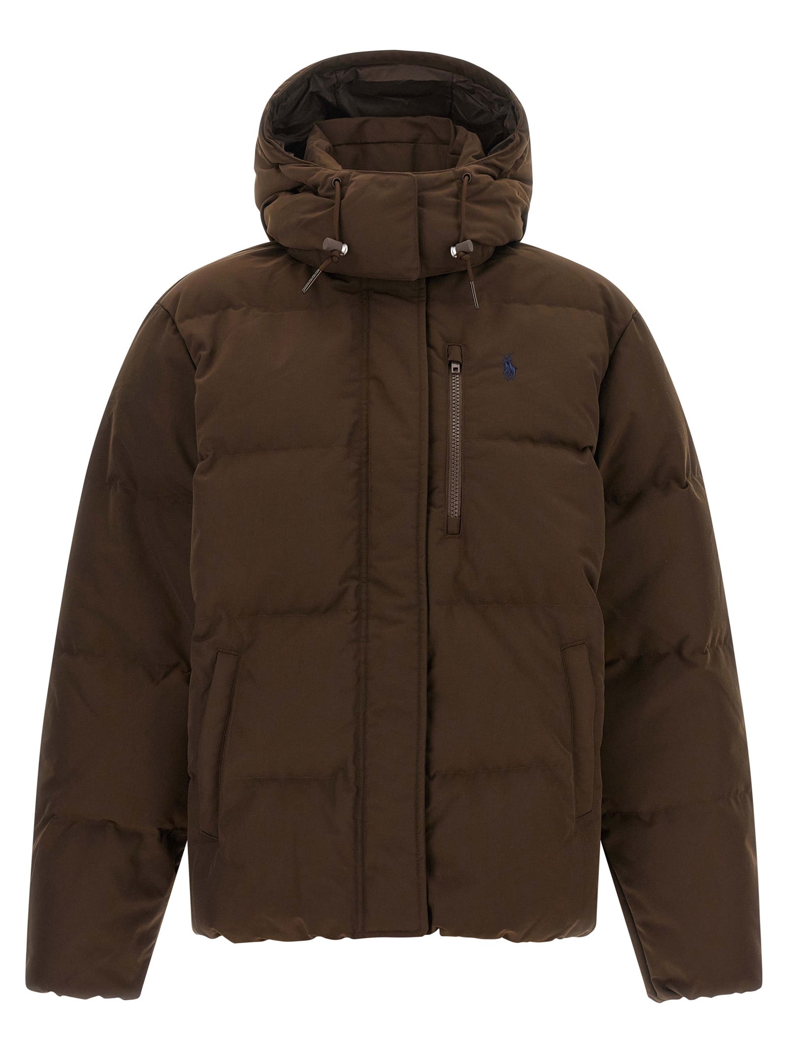 Brown Polyester Full-Length Jacket