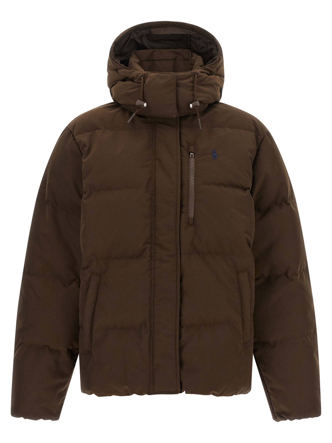 Brown Polyester Full-Length Jacket