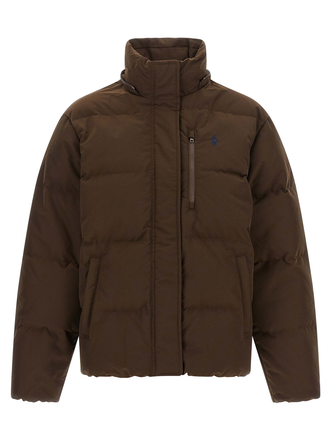 Brown Polyester Full-Length Jacket