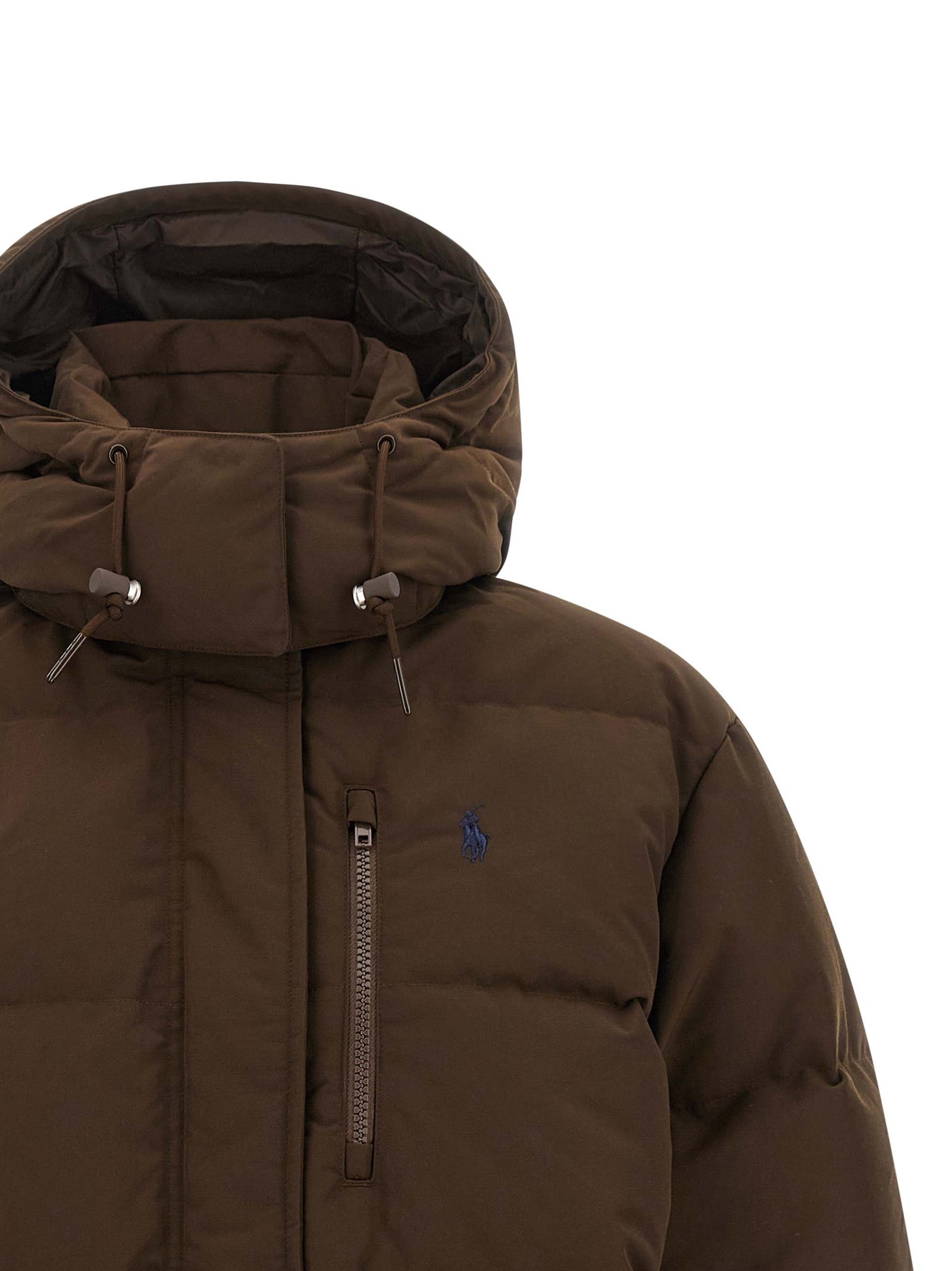 Brown Polyester Full-Length Jacket