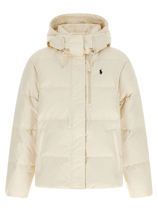 White Polyester Full-Length Jacket