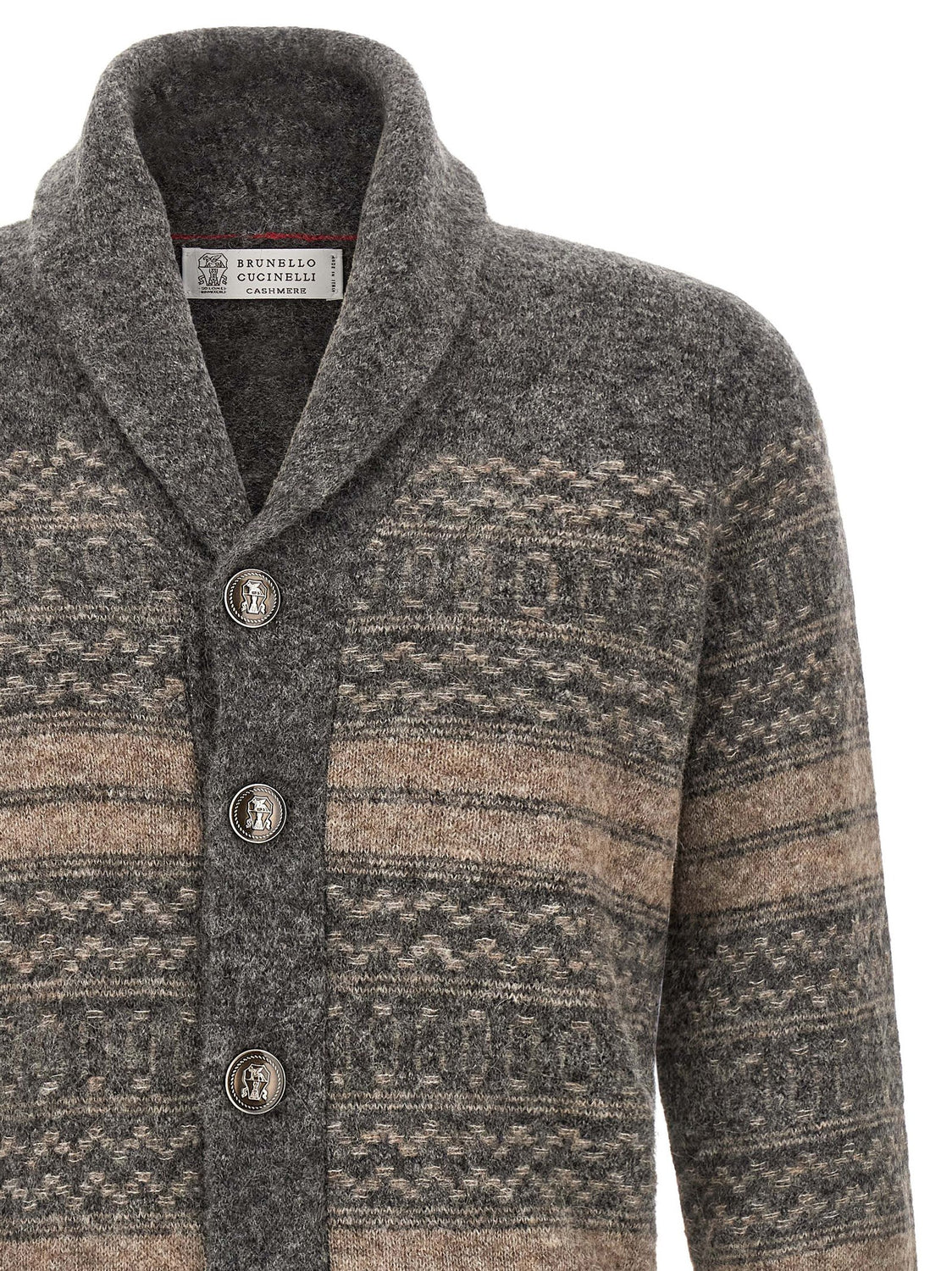 Gray Alpaca Leather Cardigan