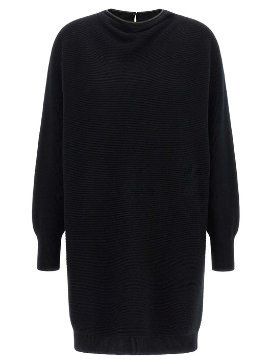 Black Virgin Wool Short Dress