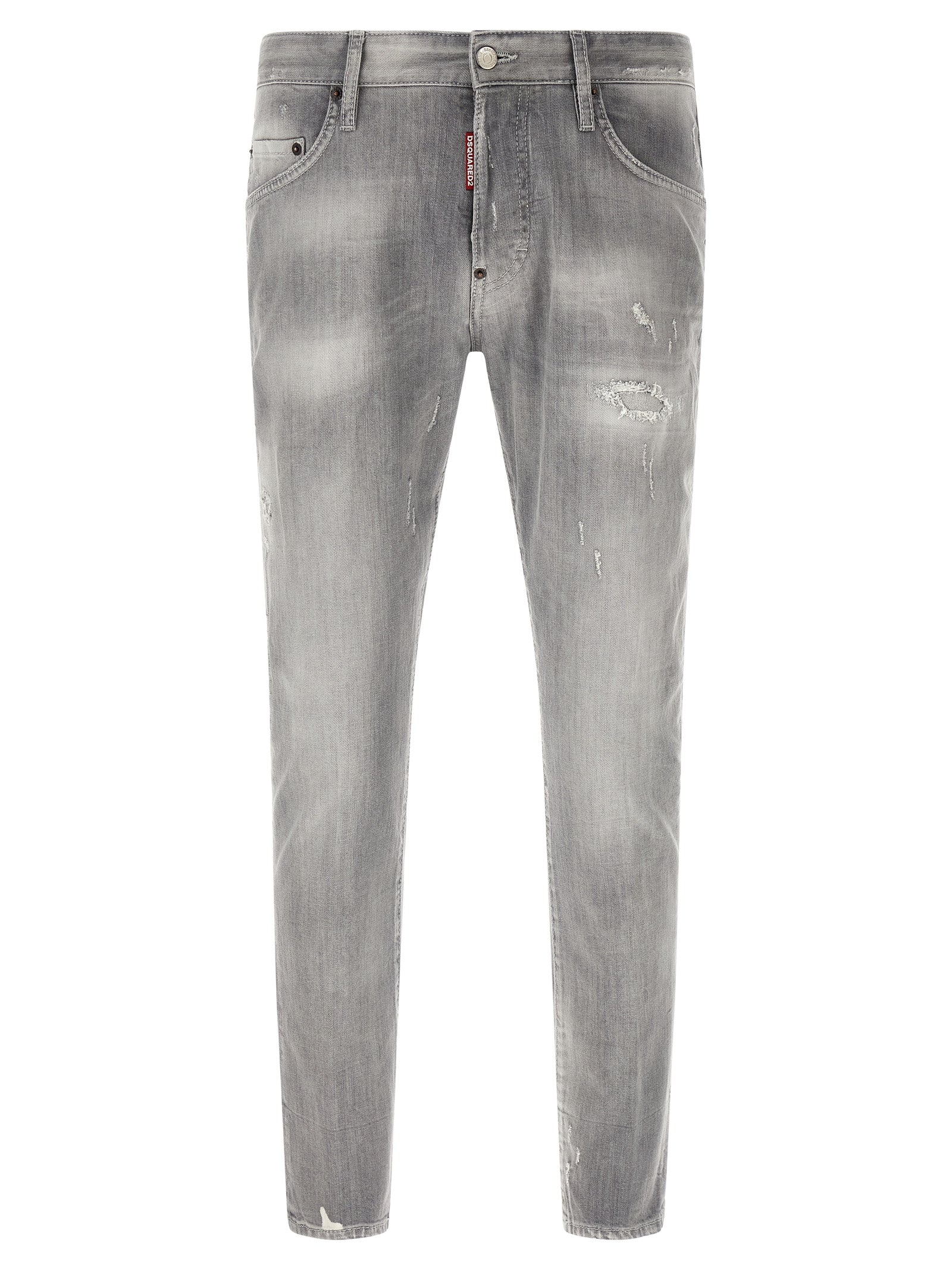 Gray Cotton Tapered Jeans