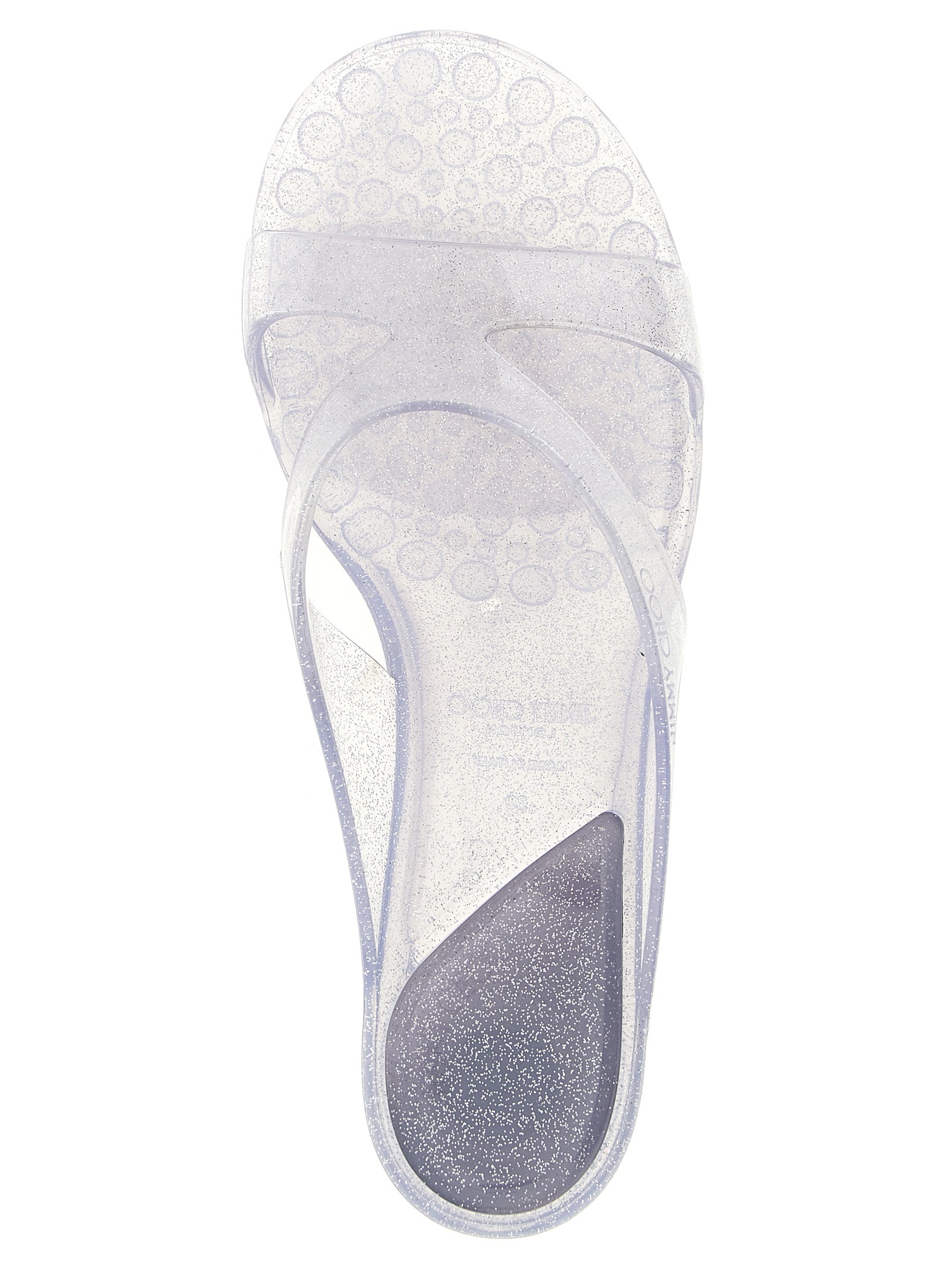 Silver Rubber Flat Sandals