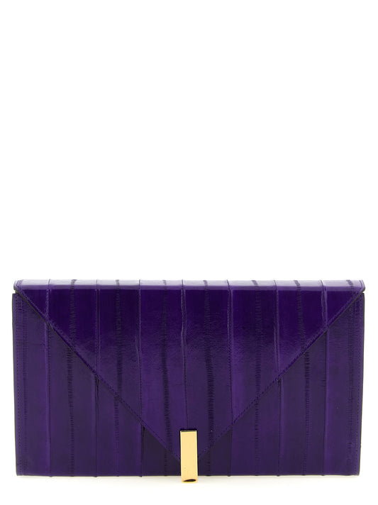 Purple Leather Clutch Bag