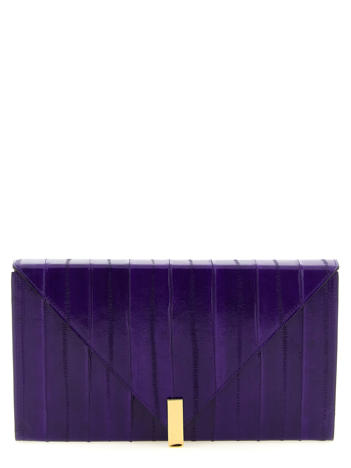Purple Leather Clutch Bag