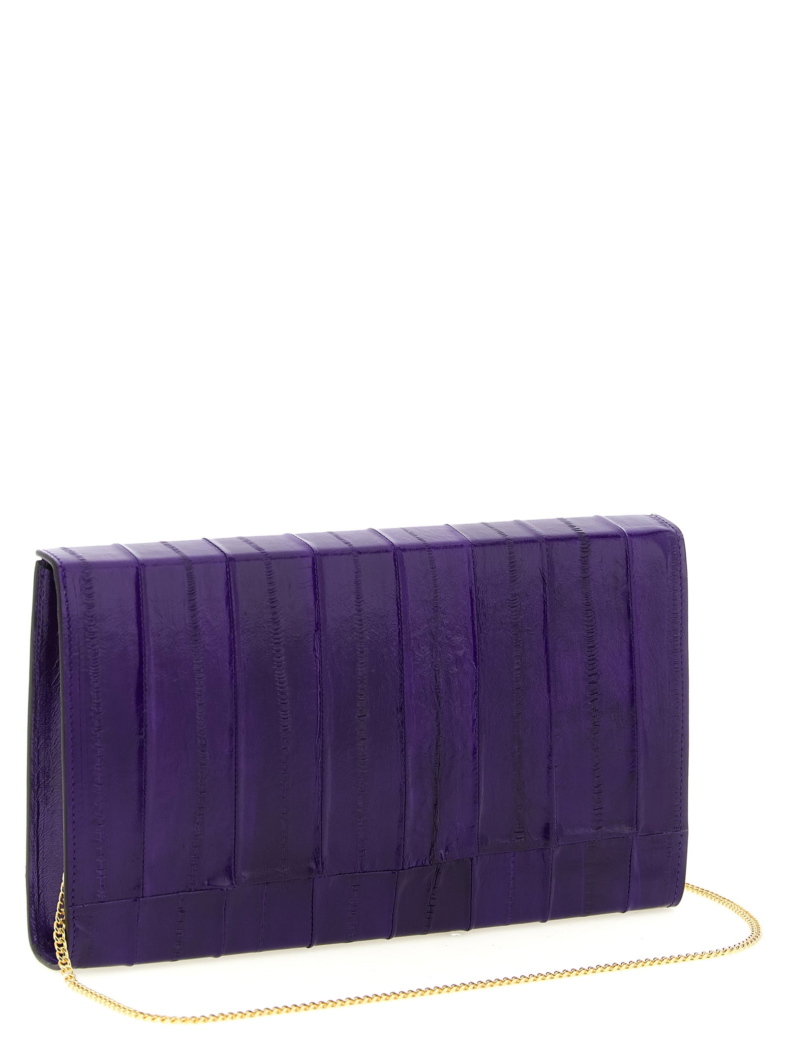Purple Leather Clutch Bag