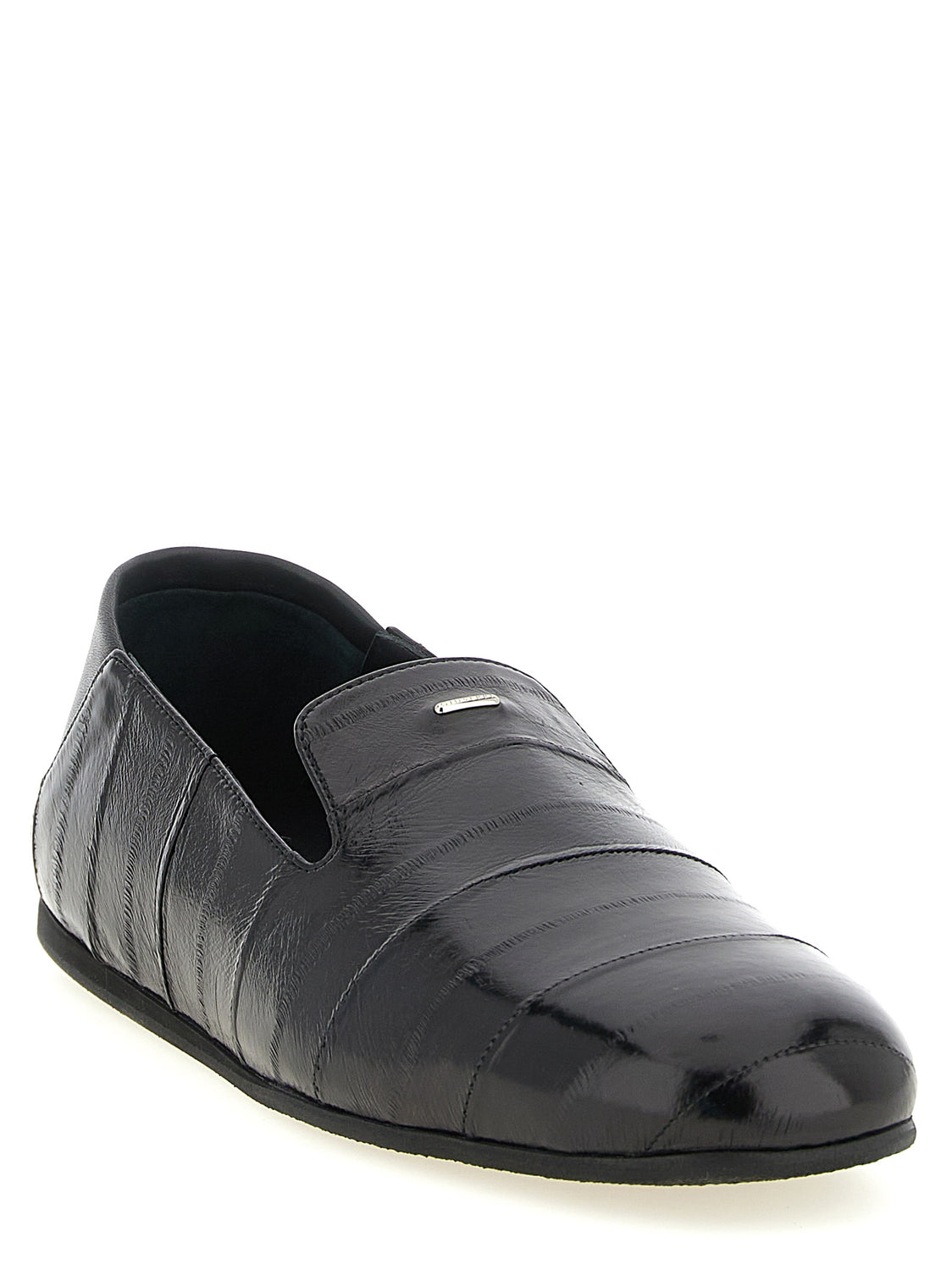 Black Leather Slip-On Loafers