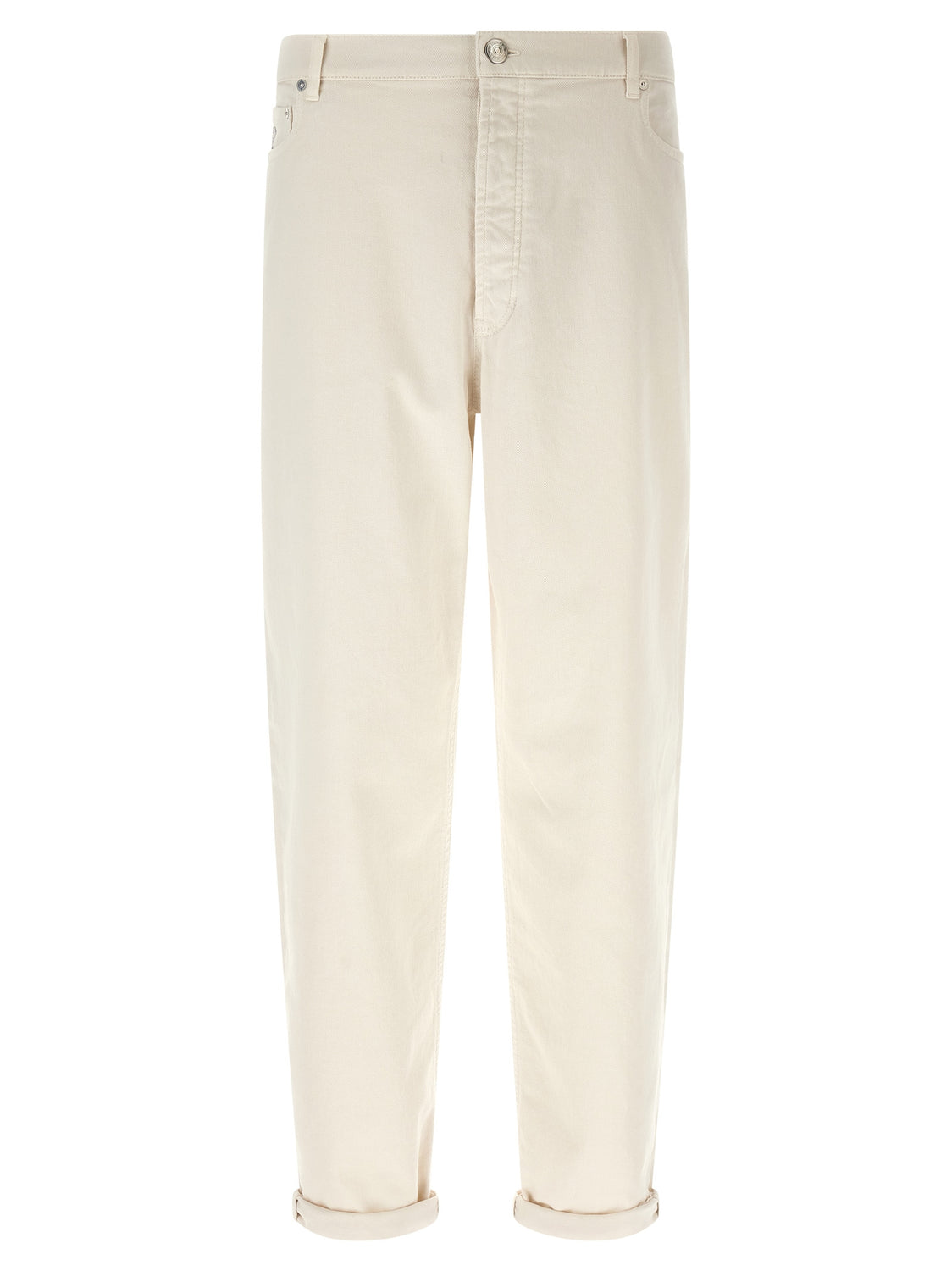 White Cotton Relaxed Fit Jeans