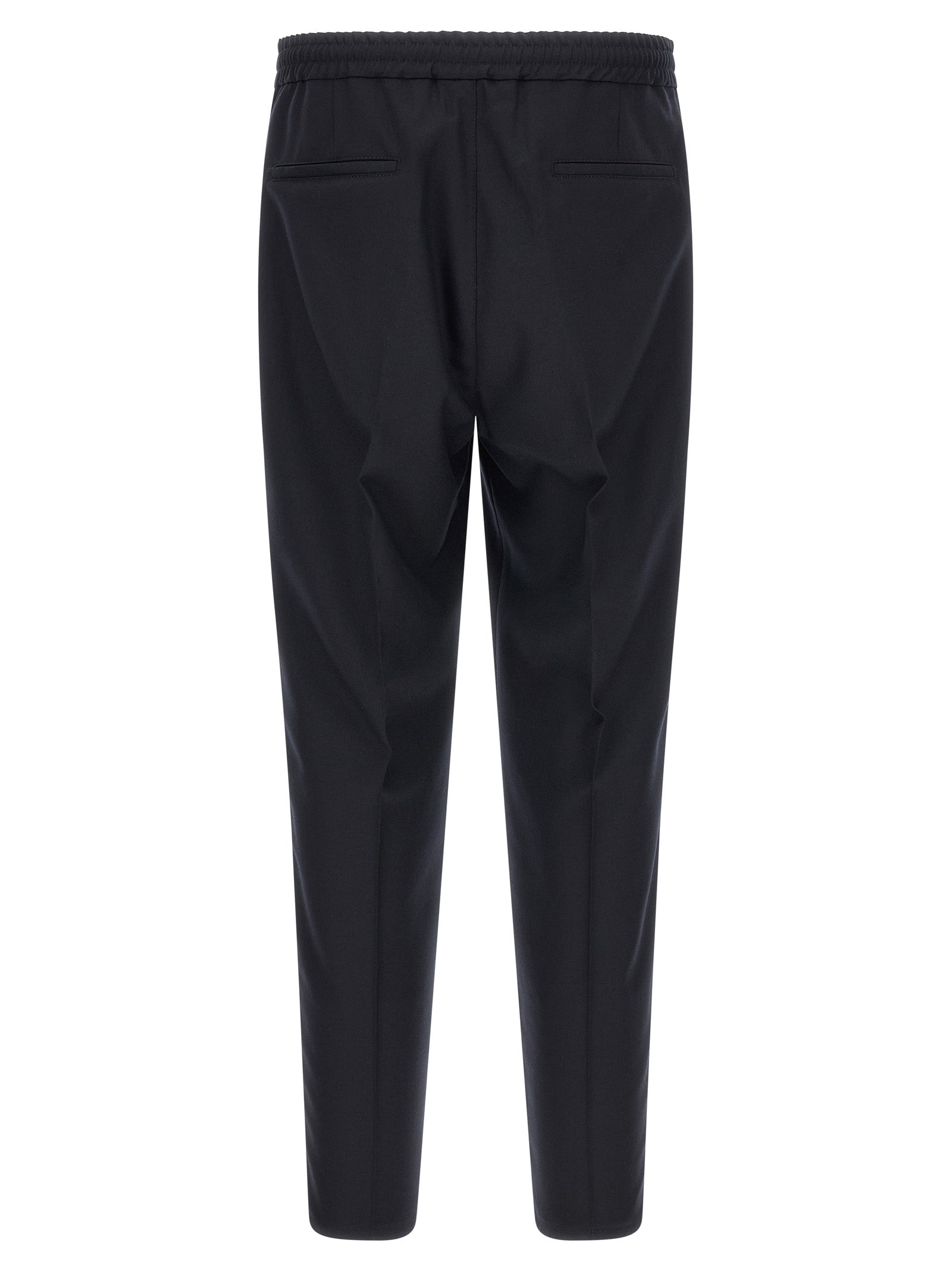Blue Virgin Wool Casual Pants