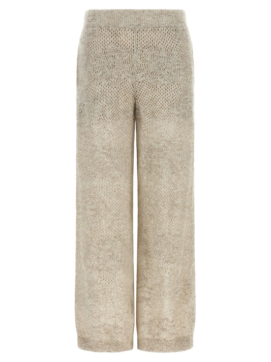 Beige Nylon Casual Pants