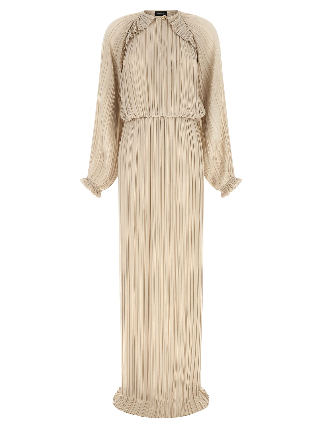 Beige Polyester Long Dress