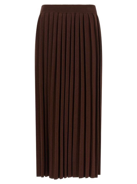 Brown Virgin Wool Midi Skirt