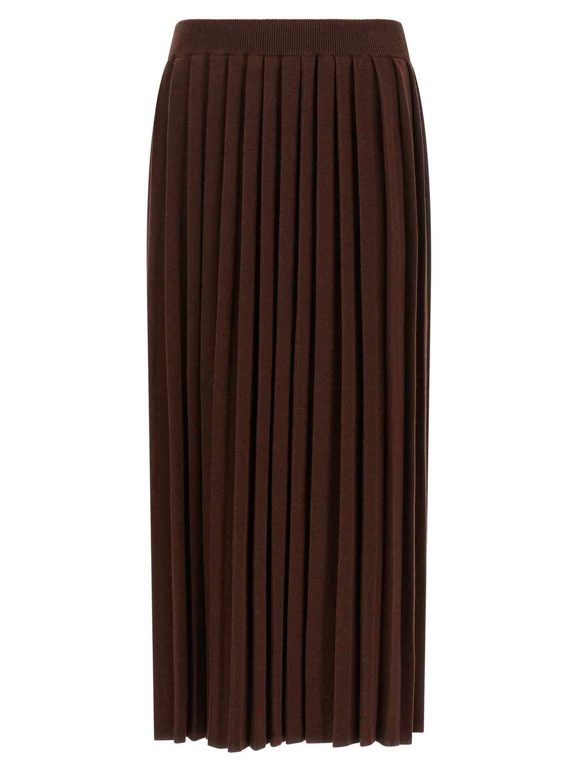Brown Virgin Wool Midi Skirt