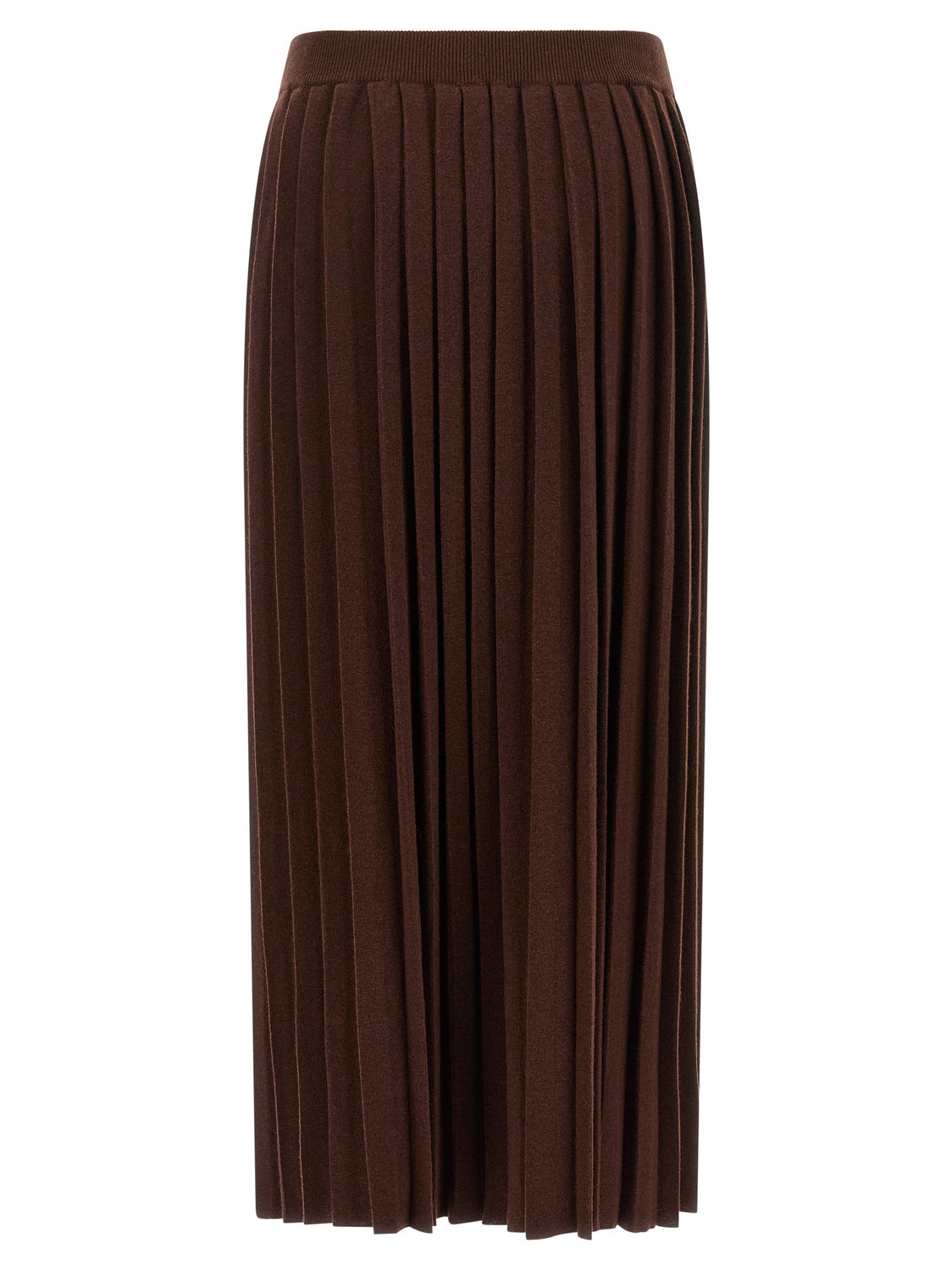 Brown Virgin Wool Midi Skirt