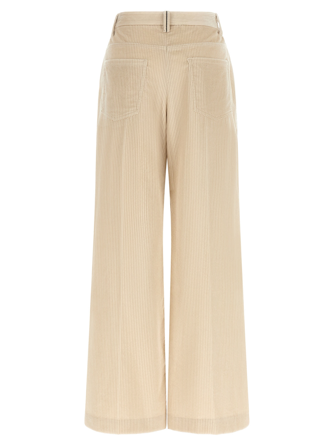 Beige Cotton Casual Pants