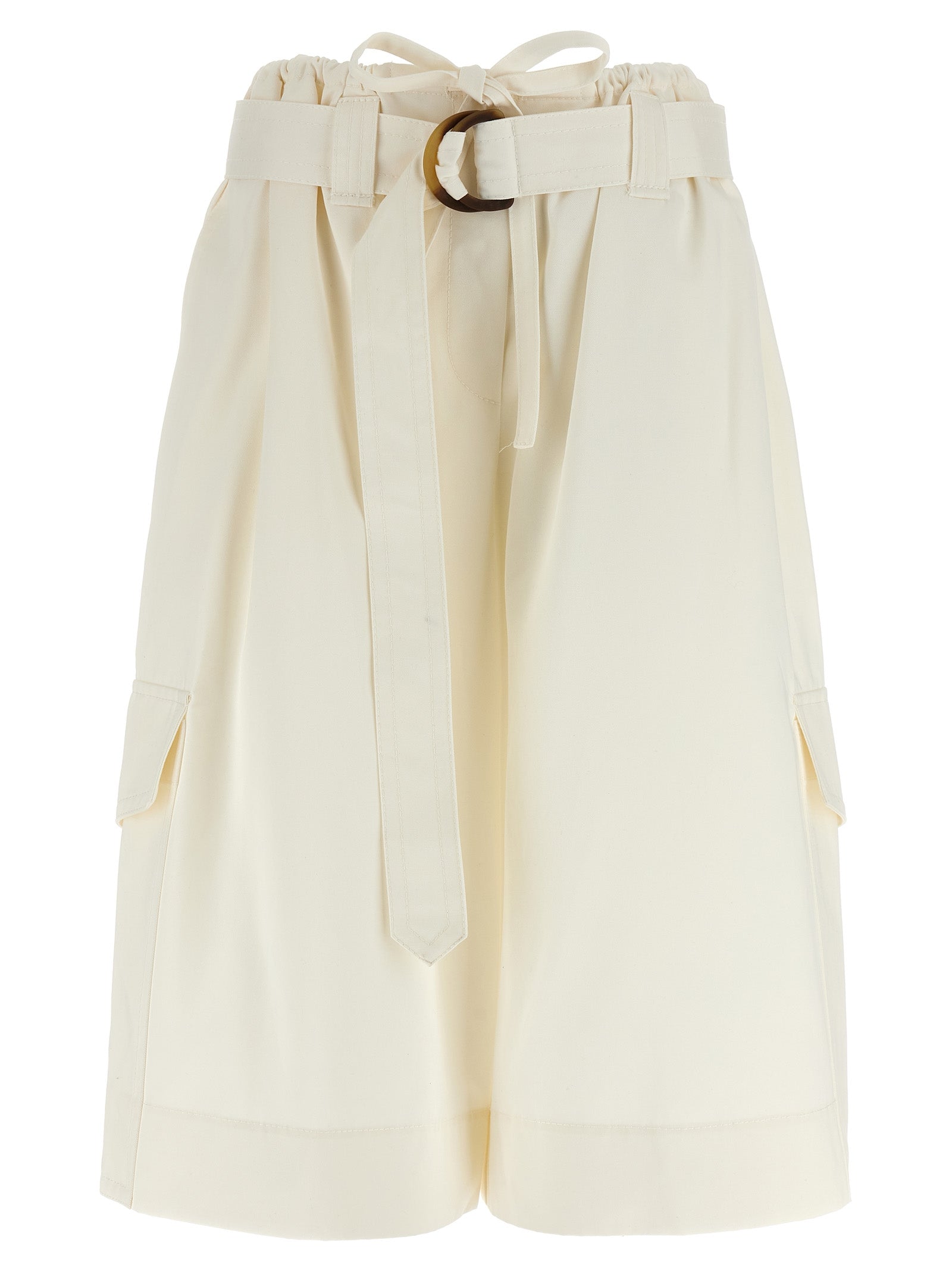 White Cotton Bermuda Shorts