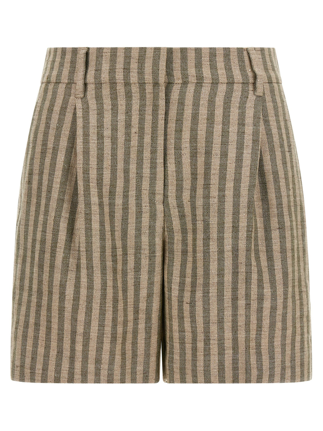 Bicolor Linen Bermuda Shorts