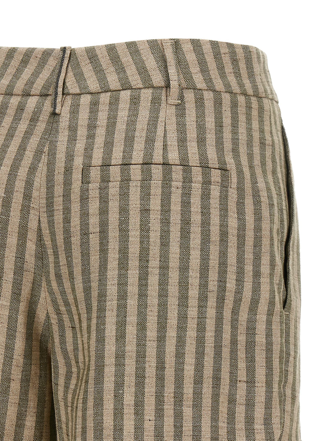Bicolor Linen Bermuda Shorts