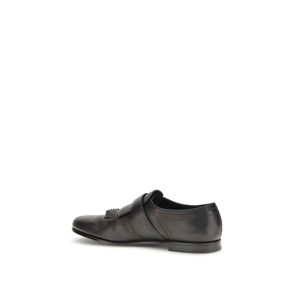 Black Calf Leather Bos Taurus Slip-On Loafers
