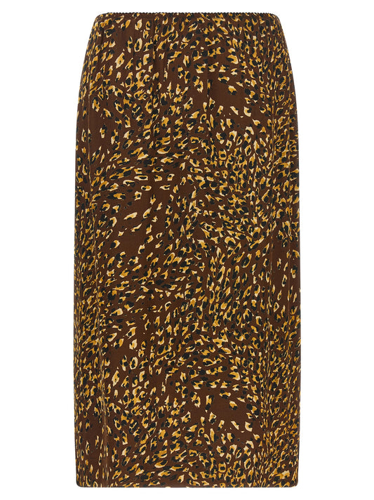 Brown Viscose Midi Skirt