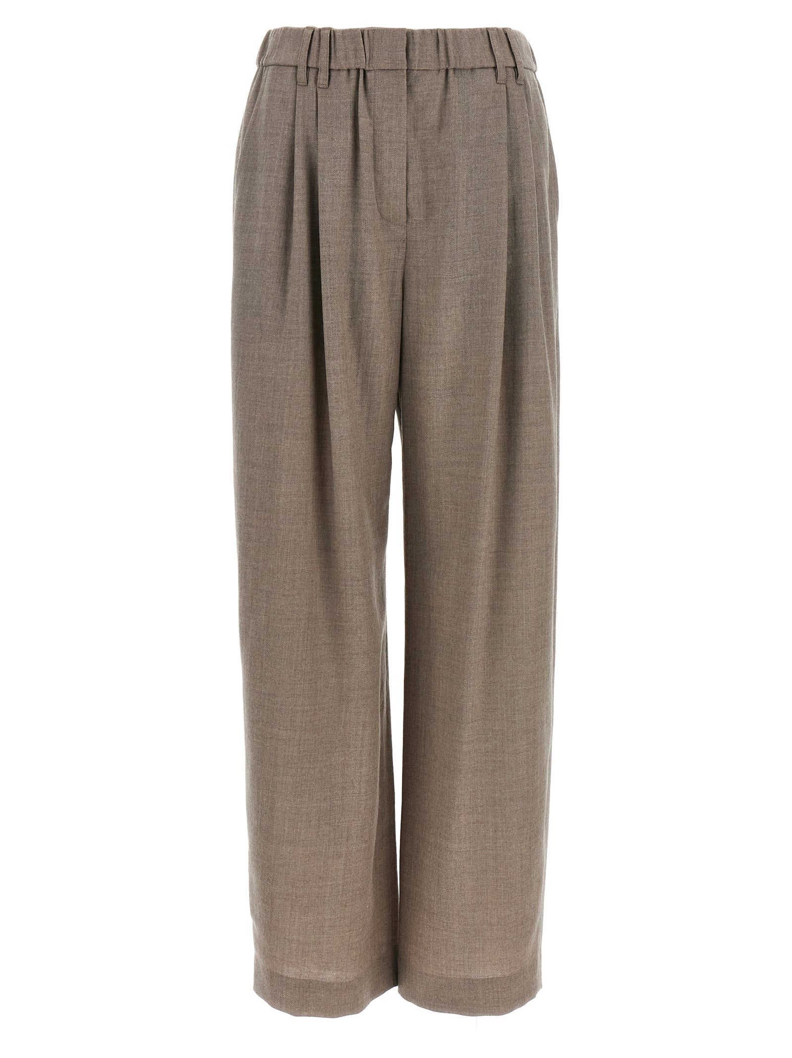 White Virgin Wool Casual Pants