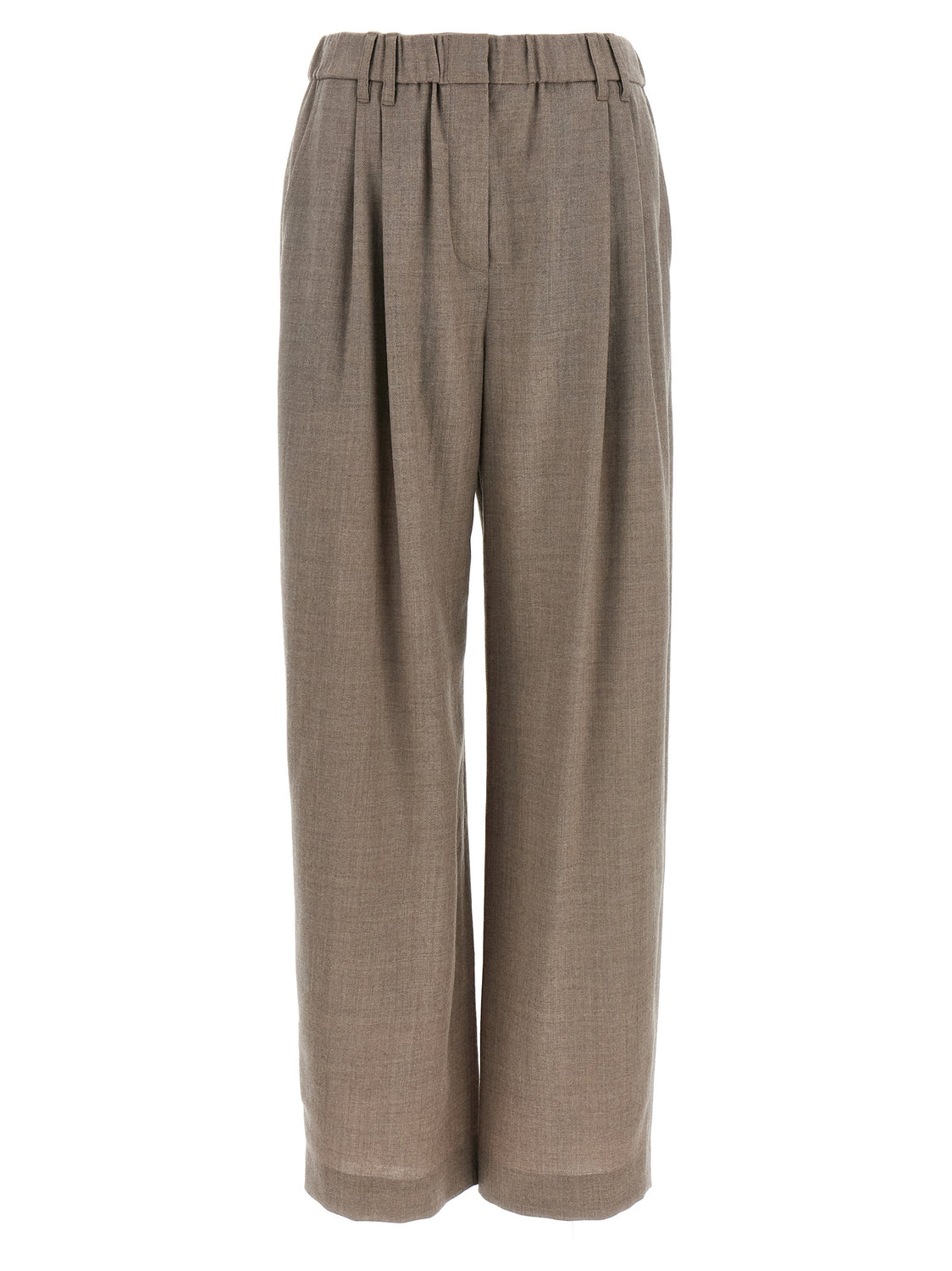 White Virgin Wool Casual Pants