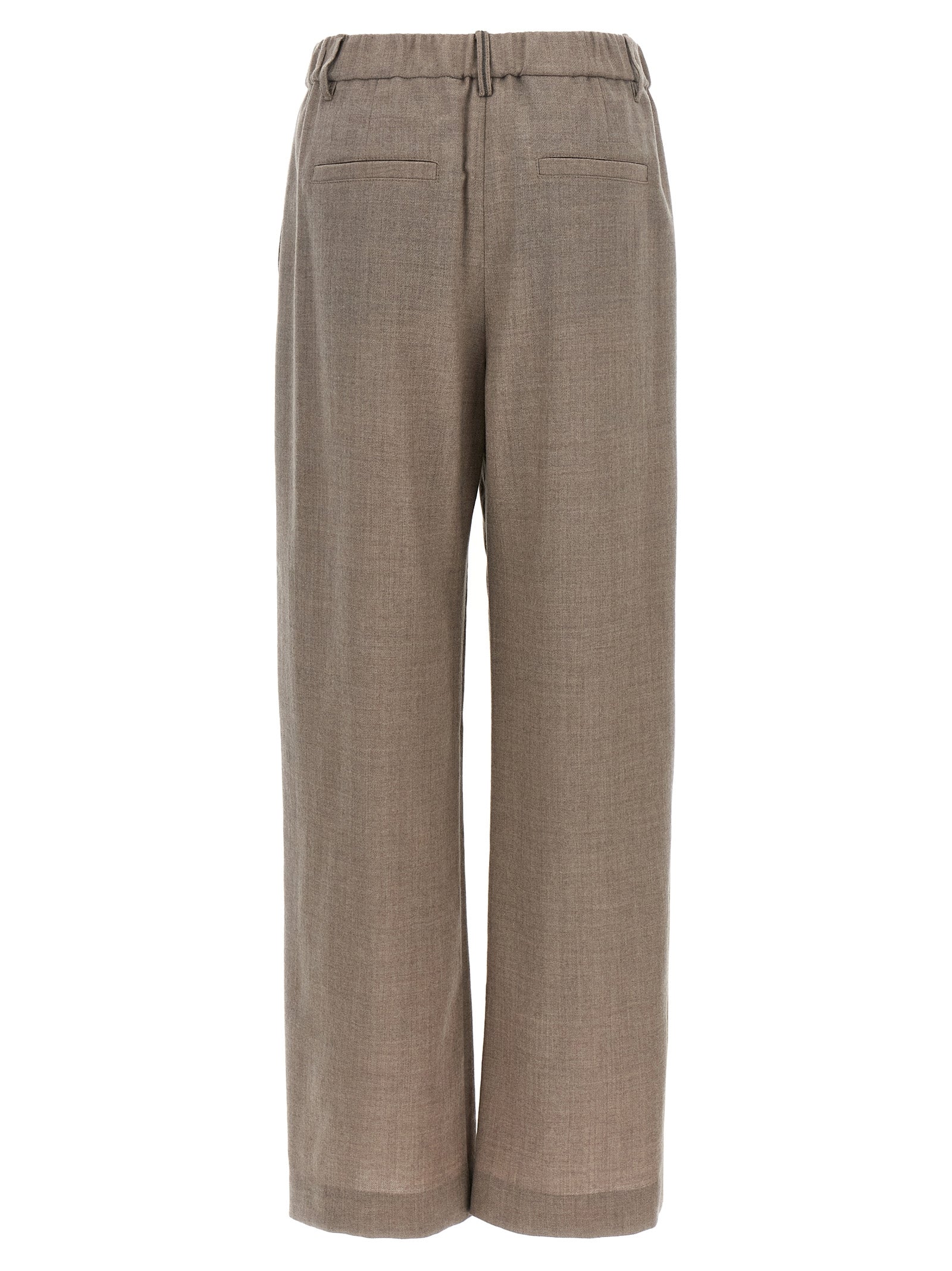 White Virgin Wool Casual Pants