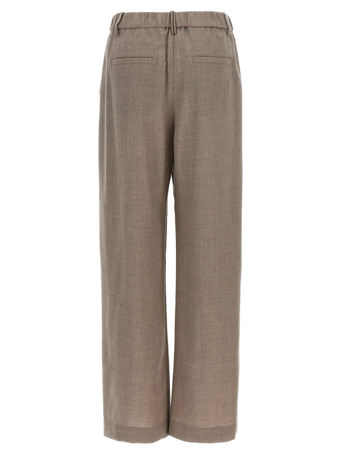 White Virgin Wool Casual Pants