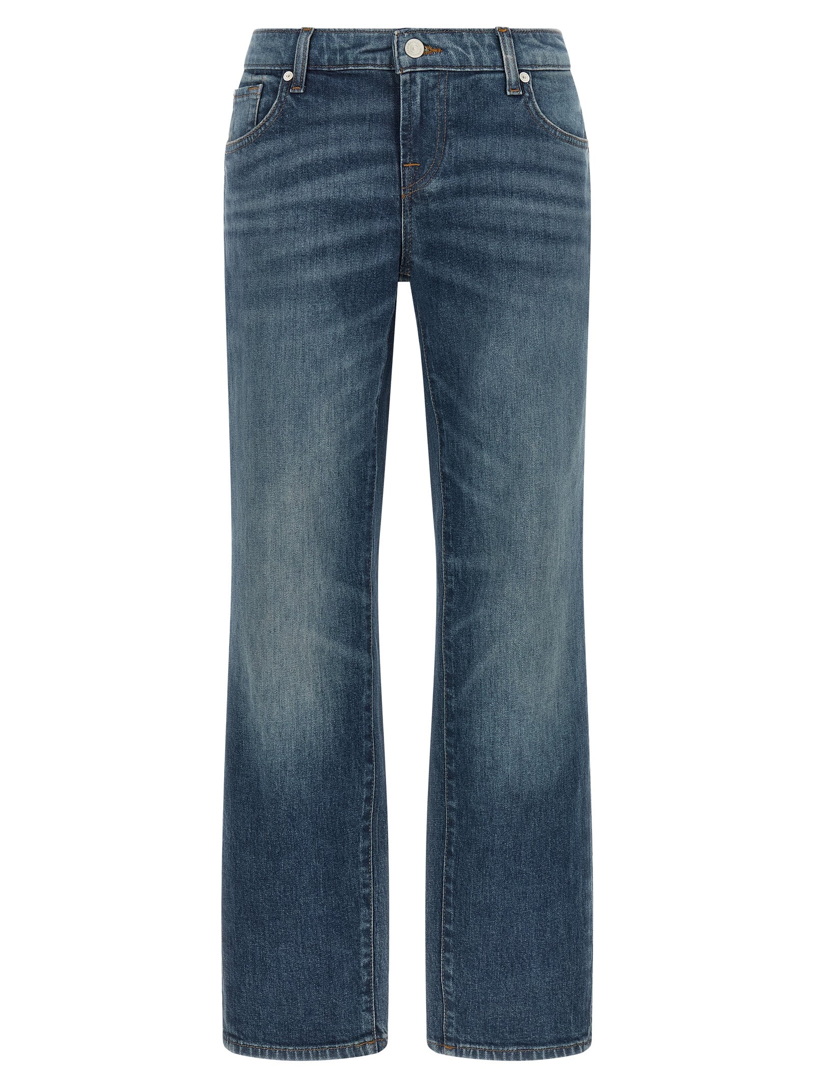 Blue Cotton Tapered Jeans