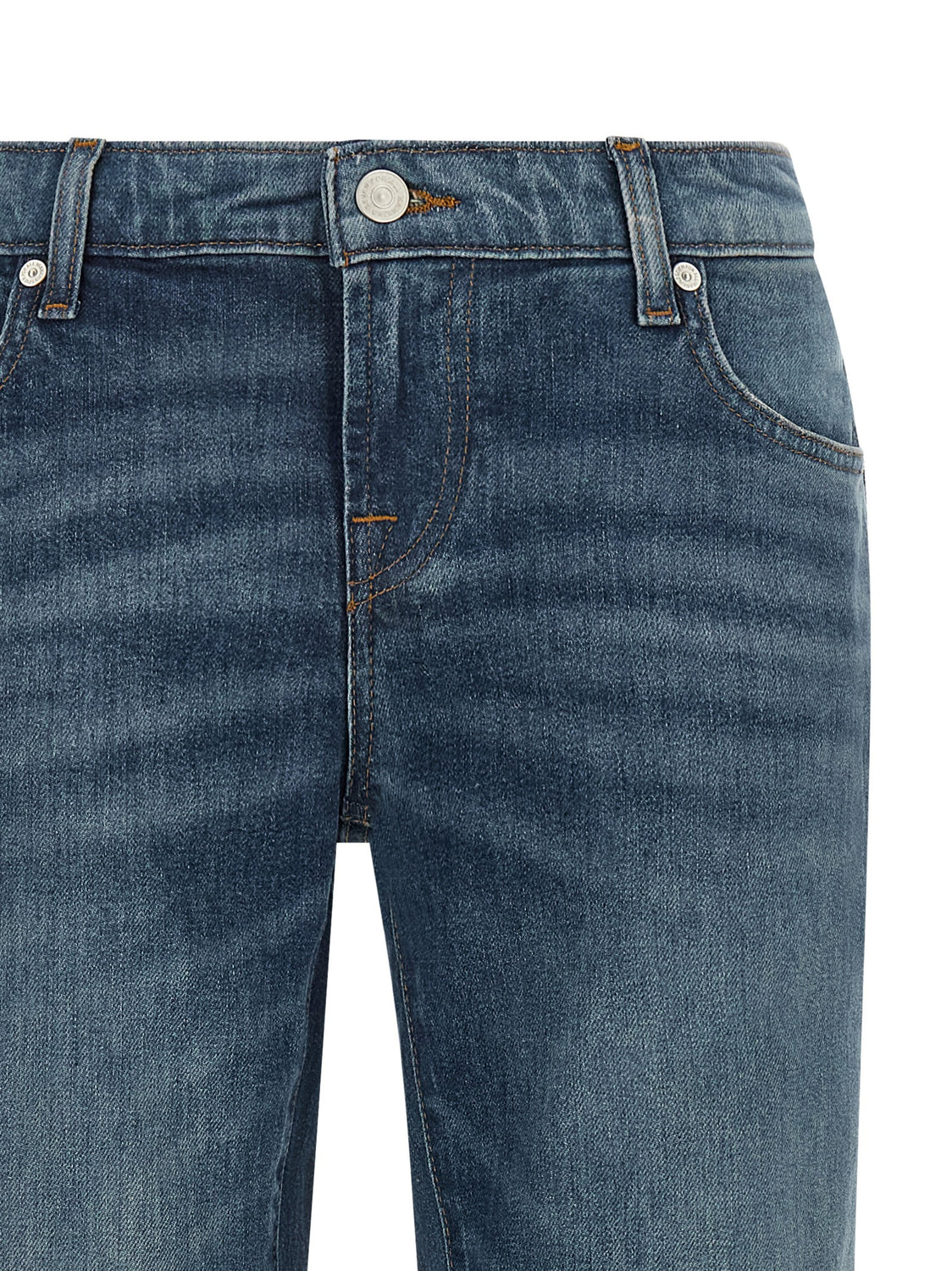 Blue Cotton Tapered Jeans