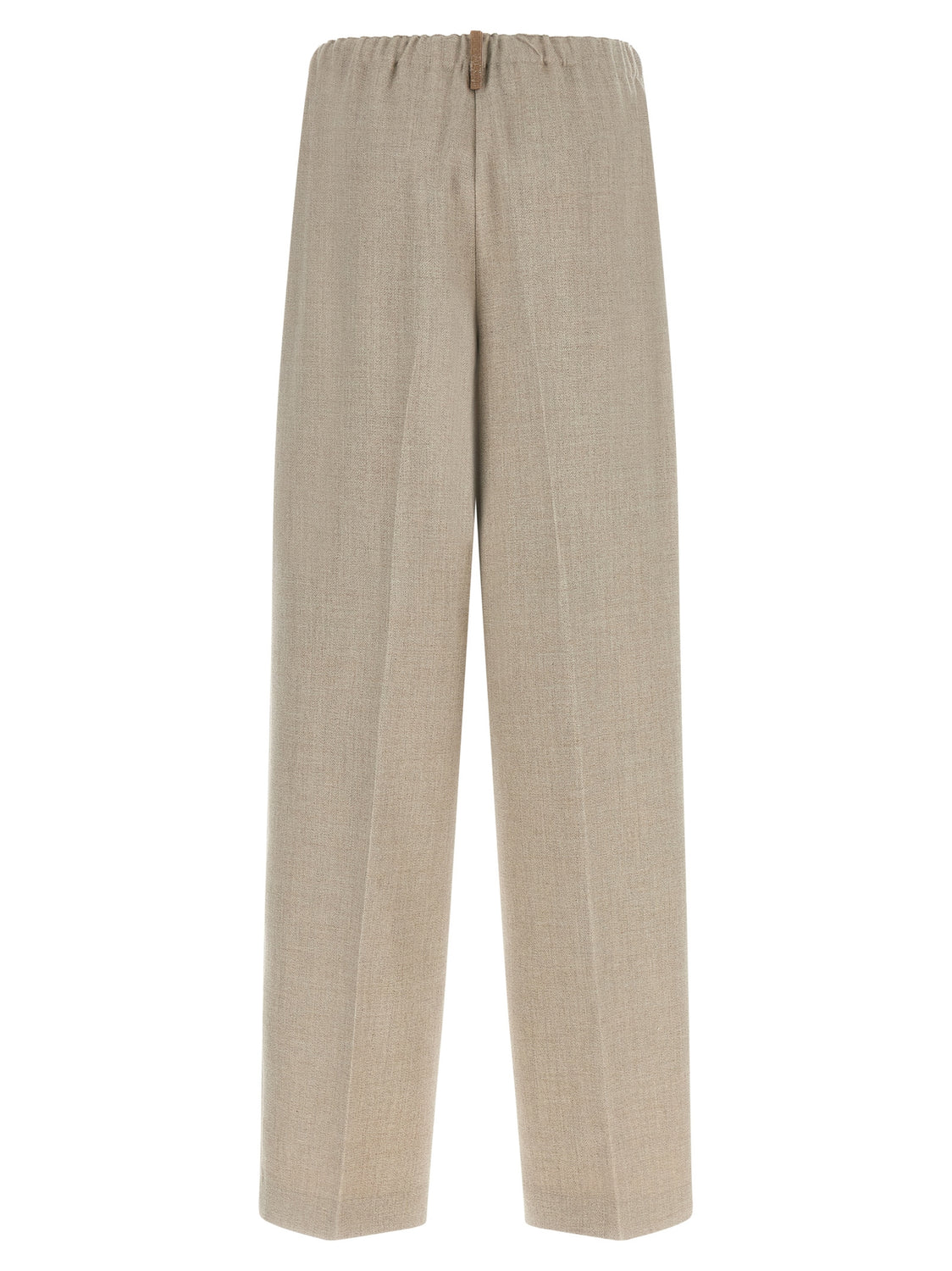 Beige Polyester Casual Pants