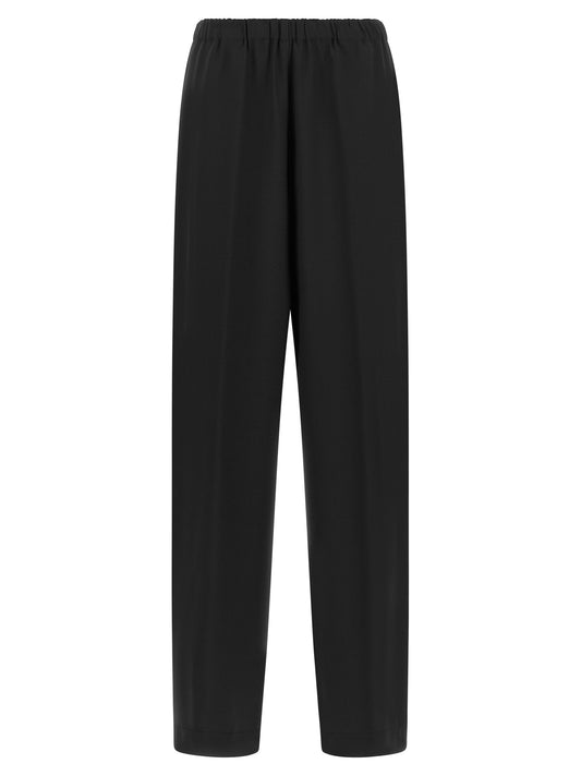Black Virgin Wool Casual Pants