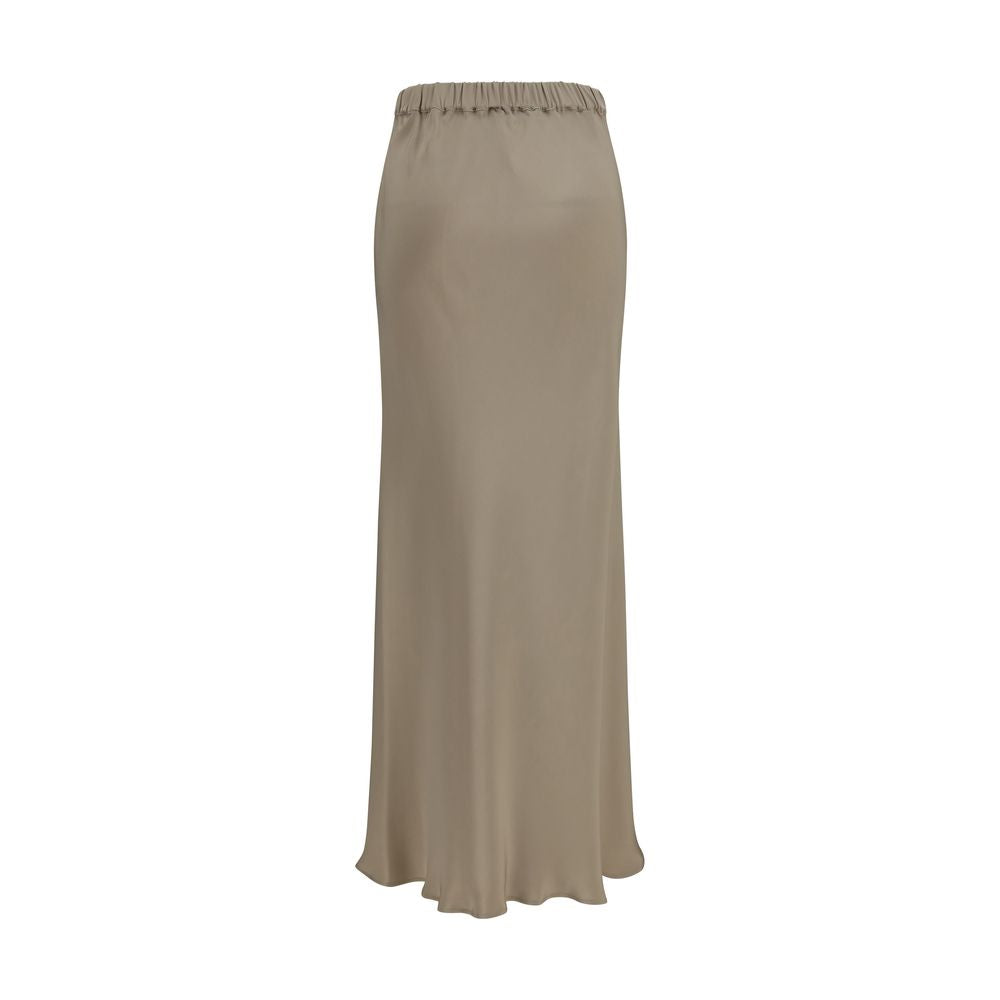 Beige Silk Long Skirt